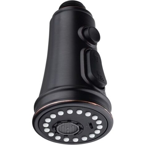 Soffione doccia da cucina a 3 getti - Rubinetto da cucina - Soffione doccia di ricambio - Con pulsante di scarico ad alta pressione (nero)