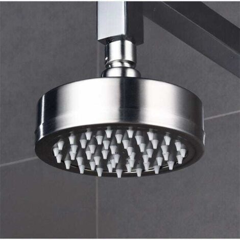 Soffione doccia di lusso in acciaio inossidabile con beccuccio in silicone argentato (118 mm), soffione doccia in acciaio inossidabile spazzolato 304