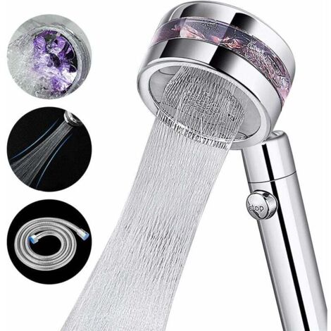Soffione doccia, doccia portatile ad alta pressione, 2 tipi di getto con interruttore on/off e tubo flessibile da 1,5 m, soffione doccia a pioggia a risparmio idrico, soffione doccia cromato con aumen