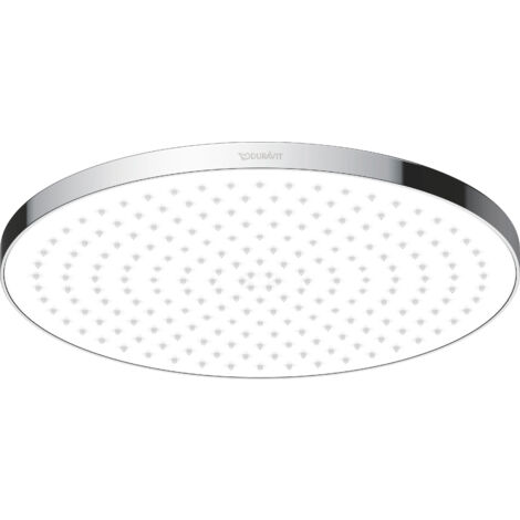 Soffione doccia Duravit Universal, a risparmio idrico, con getto Rain, rotondo (Ø 230 mm), Cromo/Bianco