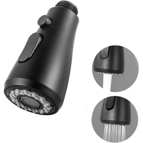 Soffione doccia estraibile regolabile a 2 modalità, per lavello da cucina, bagno e WC, con interfaccia da 1/2" (nero)