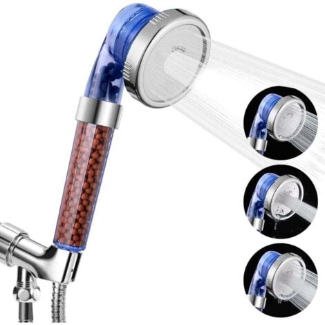 Soffione doccia filtrato, soffione doccia ad alta pressione a risparmio idrico con perle filtranti, soffioni doccia con 3 impostazioni e doccetta, soffioni doccia Ecowater spa con tubo flessibile e su