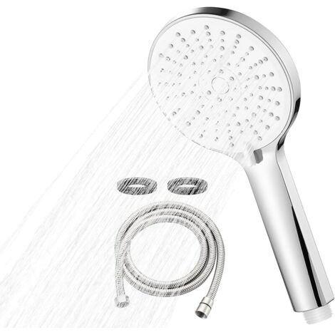 Soffione doccia FOREHILL e tubo flessibile da 2 m, con 5 modalità di getto - Soffione doccia ad alta pressione e tubo flessibile per bassa pressione dell'acqua, HY-133, cromato