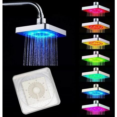 Soffione doccia led RGB 7 colori  15 x 15cm effetto pioggia illuminazione 79903