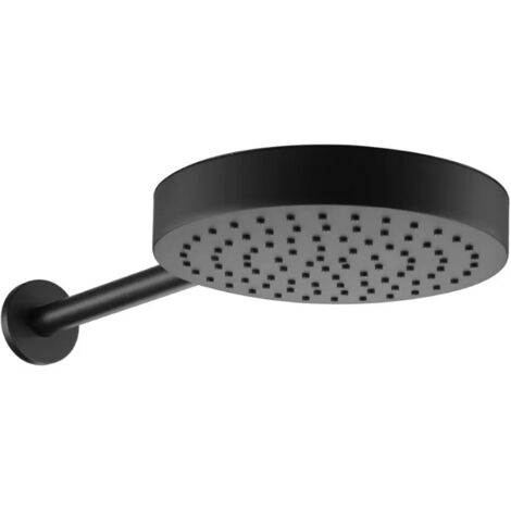 Soffione doccia nero opaco 25 con spessore 4 cm e braccio in acciaio