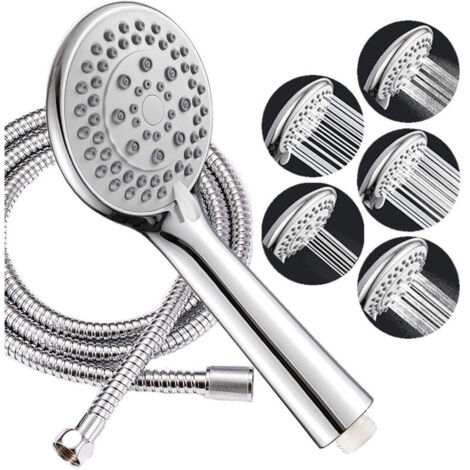 Soffione doccia per bagno a risparmio idrico - soffione doccia anticalcare - con tubo flessibile in acciaio inox da 150 cm