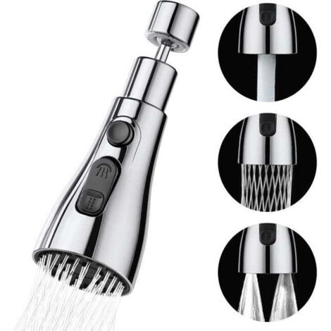 Soffione doccia per lavello da cucina, rotazione a 360 gradi, 3 modalità, ugello per rubinetto da cucina, adattatore universale per rubinetto.