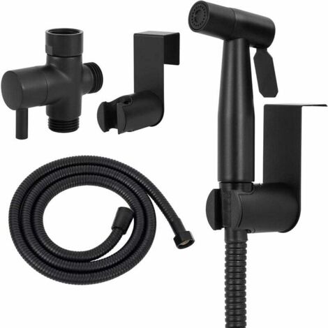 Soffione doccia per WC, Kit completo doccia per WC nero, Kit doccia per WC, Spruzzatore per l'igiene personale quotidiana, Soffione doccia per WC con tubo flessibile
