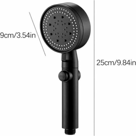 Soffione doccia portatile ad alta pressione a 5 modalità con interruttore di pausa/accensione, soffione doccia, ugelli anti-intasamento (nero)