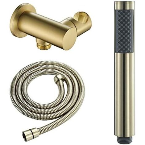Soffione doccia portatile, doccia portatile ad alta pressione in oro spazzolato con supporto doccia in ottone regolabile a 360 gradi e flessibile doccia