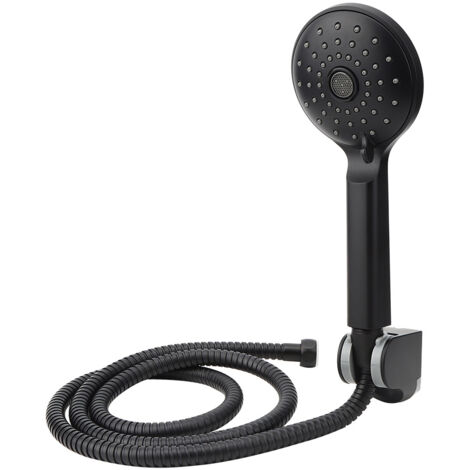 Soffione doccia portatile nero opaco con staffa di supporto per tubo flessibile Strumenti da bagno