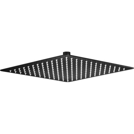 Soffione doccia quadrato 300 mm in acciaio finitura nera - Meiks