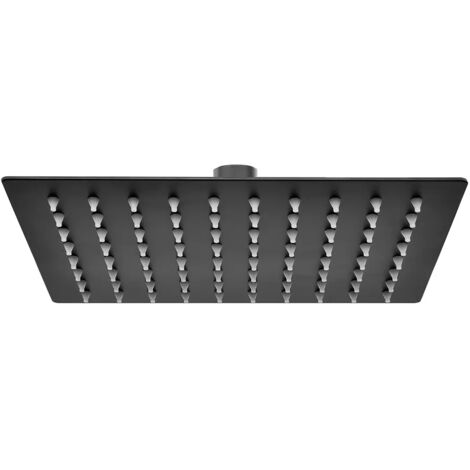 Soffione doccia rettangolare 30x20 cm nero opaco in acciaio inox
