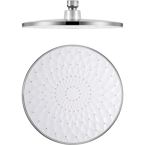 Soffione doccia, soffione doccia a 9 tondi, soffione doccia a pioggia fisso in ABS, soffione doccia a pioggia ad alta pressione a risparmio idrico, connessione G1/2, bianco