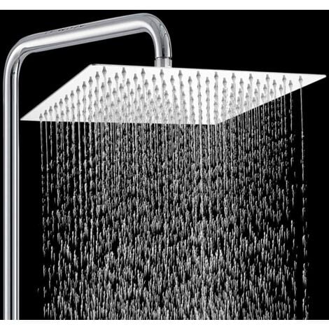 Soffione doccia, soffione doccia in acciaio inox 304, soffione doccia con 144 ugelli in silicone, accessori per il bagno, alta pressione e risparmio idrico (quadrato)