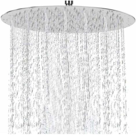 Soffione doccia, soffione doccia rotondo da 12 pollici (30 cm), soffione doccia a pioggia in acciaio inox 201, con ugelli anticalcare, facile da installare, finitura cromata lucida