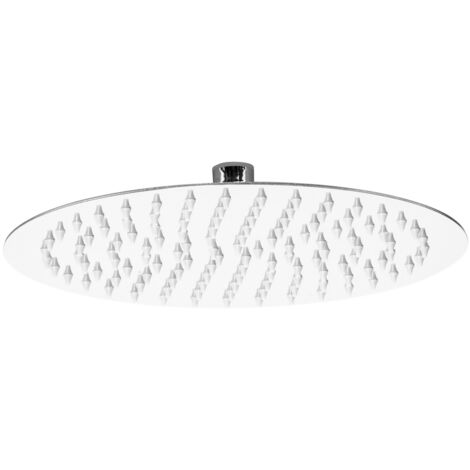 Soffione doccia tondo 25 cm in acciaio effetto pioggia cromo lucido