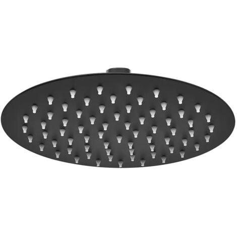 Soffione doccia tondo 30 cm in acciaio inox nero opaco anticalcare