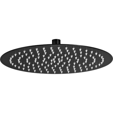 Soffione doccia tondo 300 mm in acciaio finitura nera - Meiks