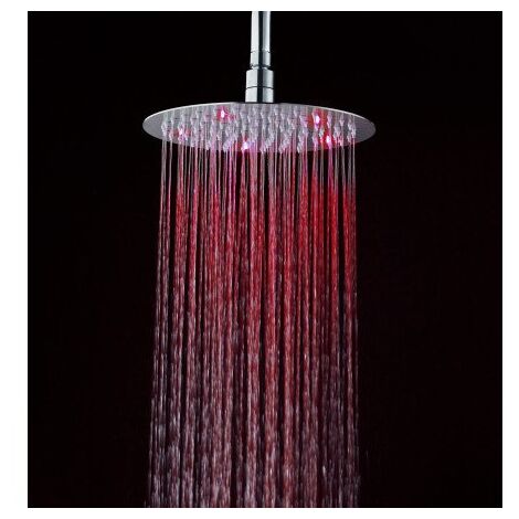 Soffione doccia ultraslim tondo con led cromoterapia acciaio inox satinato D30 cm VEGAS