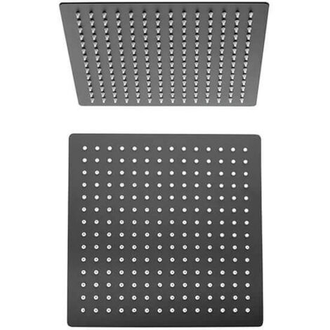 Soffione in acciaio nero opaco ultrapiatto Jacuzzi Rubinetteria quadrato 20X20 cm