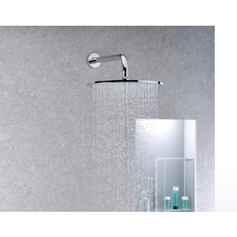 ECD Germany Set Soffione Doccia a Pioggia 200 mm e Doccia a Mano 230 x 102  mm in Acciaio Inox Nero Plastica Doccetta Rettangolare Quadrato Ugelli  Anti-calcare Arredo Bagno Moderno