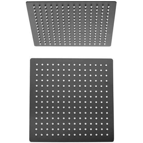 Soffione nero opaco ultrapiatto in acciaio Jacuzzi Rubinetteria quadrato 25X25 cm