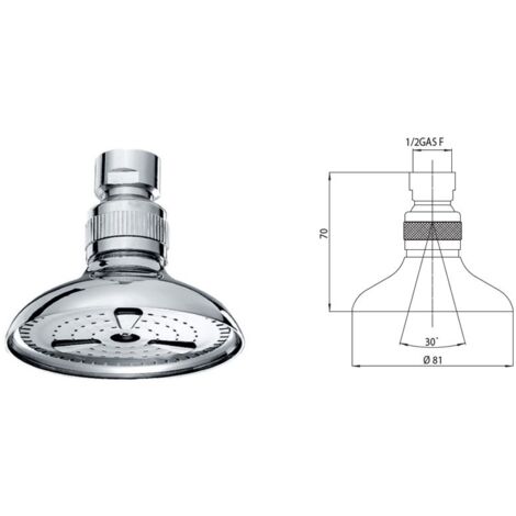 Soffione NORMALE in ottone ø 81 mm 1 getto con snodo - 1/2" F I00062000030012