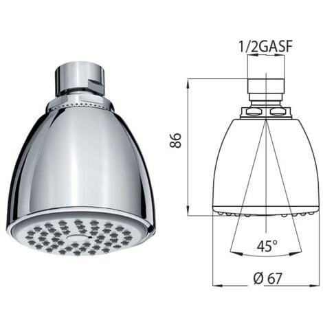 Soffione Ovo-Gom/2 autopulente con snodo 1/2"F I00328000030004 - -  BOSSINI - -