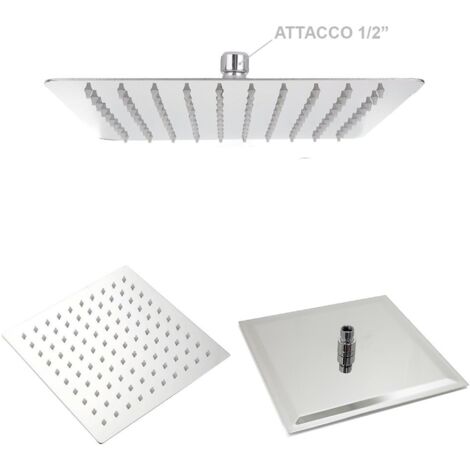 SOFFIONE PER DOCCIA QUADRATO QUADRO 15 CM BAGNO EFFETTO PIOGGIA SOTTILE CROMATO