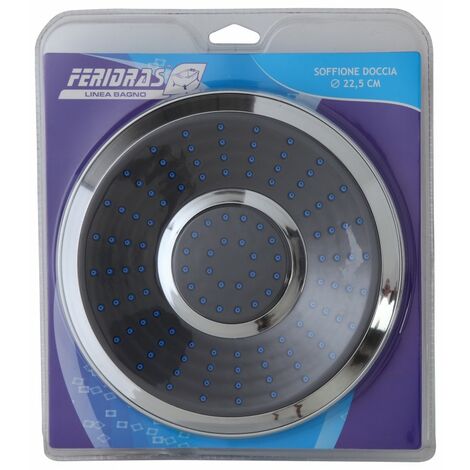 Soffione per doccia rotondo in ABS cromo diametro 22,5 cm