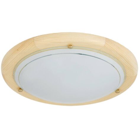 Soffitto in legno chiaro Ufo metallo / vetro naturale / vetro opalino Ø38cm