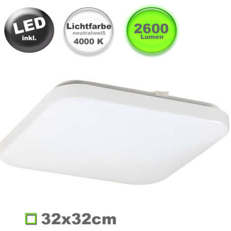 soffitto LED Rob di metallo e plastica bianca quadrata 32 x 32 cm 2600LM