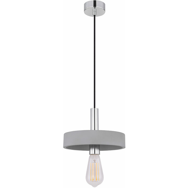 Image of Lampada a sospensione lampada da soffitto luce ad anello in cemento lampada da sala a sospensione industriale a 1 fiamma, cromo grigio cemento,