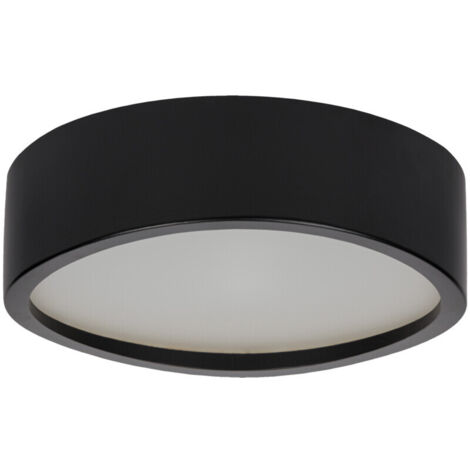 Soffitto rotondo legno-vetro - design moderno - nero - Ø275mm - LED E27