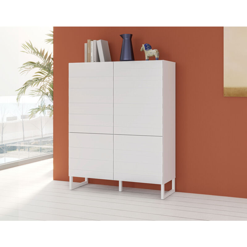 Bestmobilier - Sofia - buffet haut - blanc mat - 140x110 cm - blanc