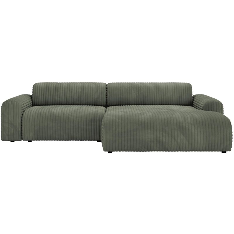 SOFIA - Canapé d'angle en velours gros côtelé vert - Angle droit
