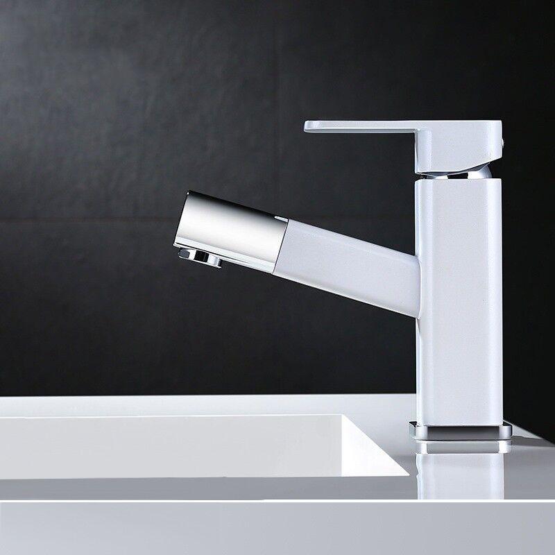 Sofisticato miscelatore monocomando lavabo con bocca estraibile White