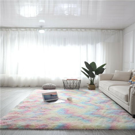 Soft Area Rug Schlafzimmer Shaggy Teppich Zottige Teppiche Flauschige Bunte Batik Teppiche Carpet Neu Hellgrau 160 x230 cm