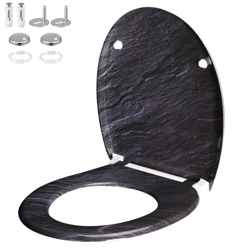 Soft Close Toilet Seat Duroplastic Quick Release for Easy Clean Antibacterial Bathroom Toilet Lid Different Designs Universal Modern Durable Granit