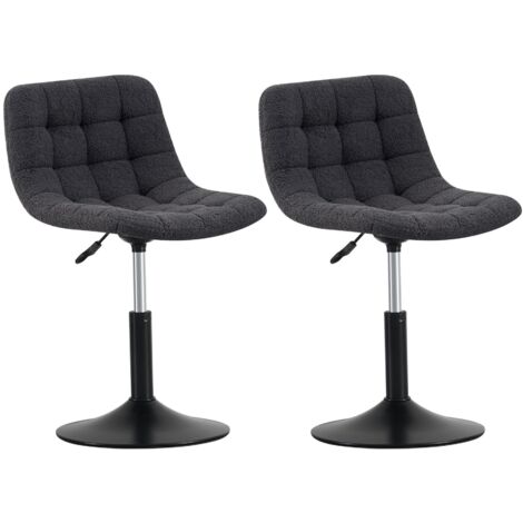 Soft Fabric Dressing Table Chair, Height Adjustable Swivel Desk Home Office Chair,Footrest and Metal Base for Bedroom Vanity & Office Drake GREY