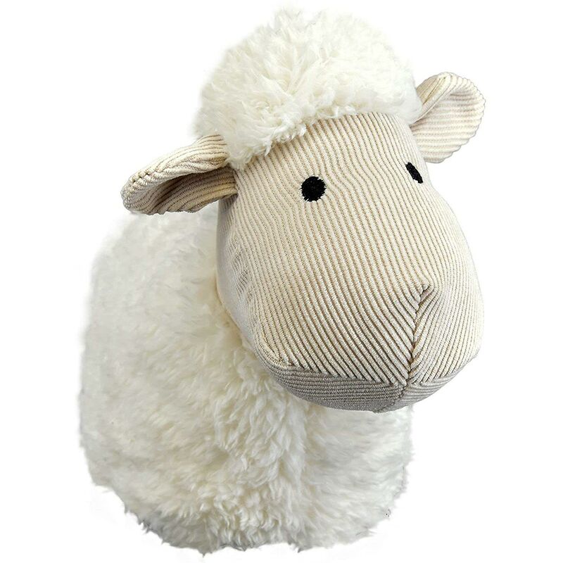 Geezy - Soft Fluffy Fabric Door Stop Animal Cuddly Doorstop Home Office Sheep - ecru