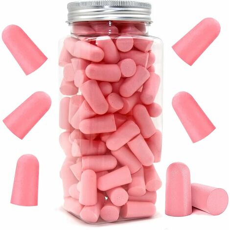 Soft Foam Earplugs, 38dB, Highest SNR, 60 Pairs Comfortable Reusable Earplugs for Sleeping, Snoring, Studying (Pink)