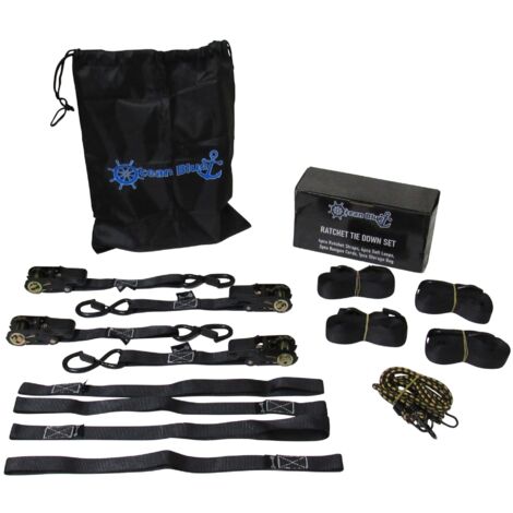 Soft Loop Tie Down Ratchet Straps Black (S Hook Lashing Bungee Cord Gift Set)