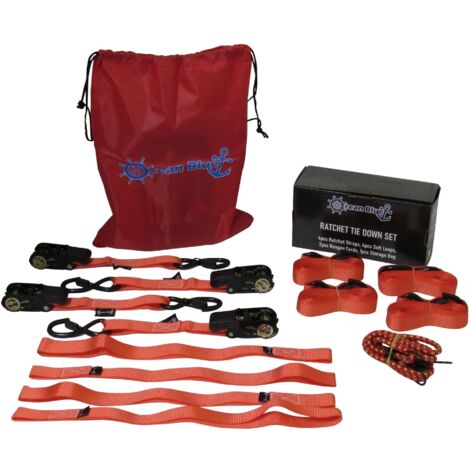 Soft Loop Tie Down Ratchet Straps Red (S Hook Lashing Bungee Cord Gift Set)
