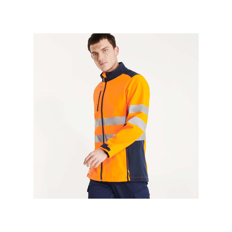 

Soft shell bicolor de alta visibilidad ANTARES HV9303 | S - Azul Marino/Naranja Fluor