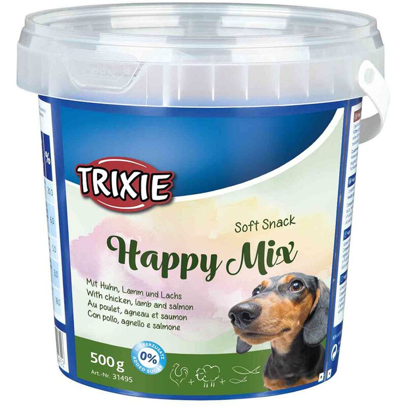 

Bote Soft Snack Happy Mix,500g, Pollo,Salmón,Corde - Trixie