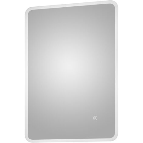 Soft Square LED Illuminated Touch Sensor Mirror with Demister, 700mm x 500mm - Chrome