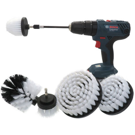 Soft White Drill Brush Accessory Kit - kit de détails d'intérieur de voiture, brosse de forage électrique universelle avec accessoires étendus pour voitures, bateaux, sièges, tapis, tapisseries, salle