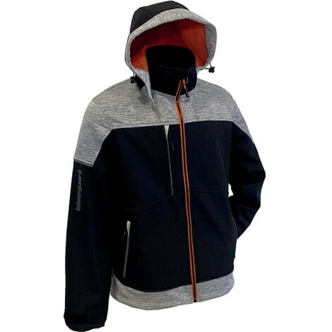 Softshell 3 couches BANJO 100% Polyester recyclé mélangé + Polaire recyclée - 320g Noir/Citrouille taille L - Coverguard